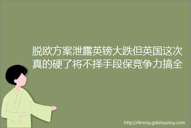 脱欧方案泄露英镑大跌但英国这次真的硬了将不择手段保竞争力搞全球低税天堂